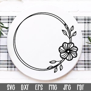 Cadre floral double cercle SVG - cadre monogramme fleur - mariage monogramme SVG - cadre fleur cercle - cadre floral coupe fichier - clipart