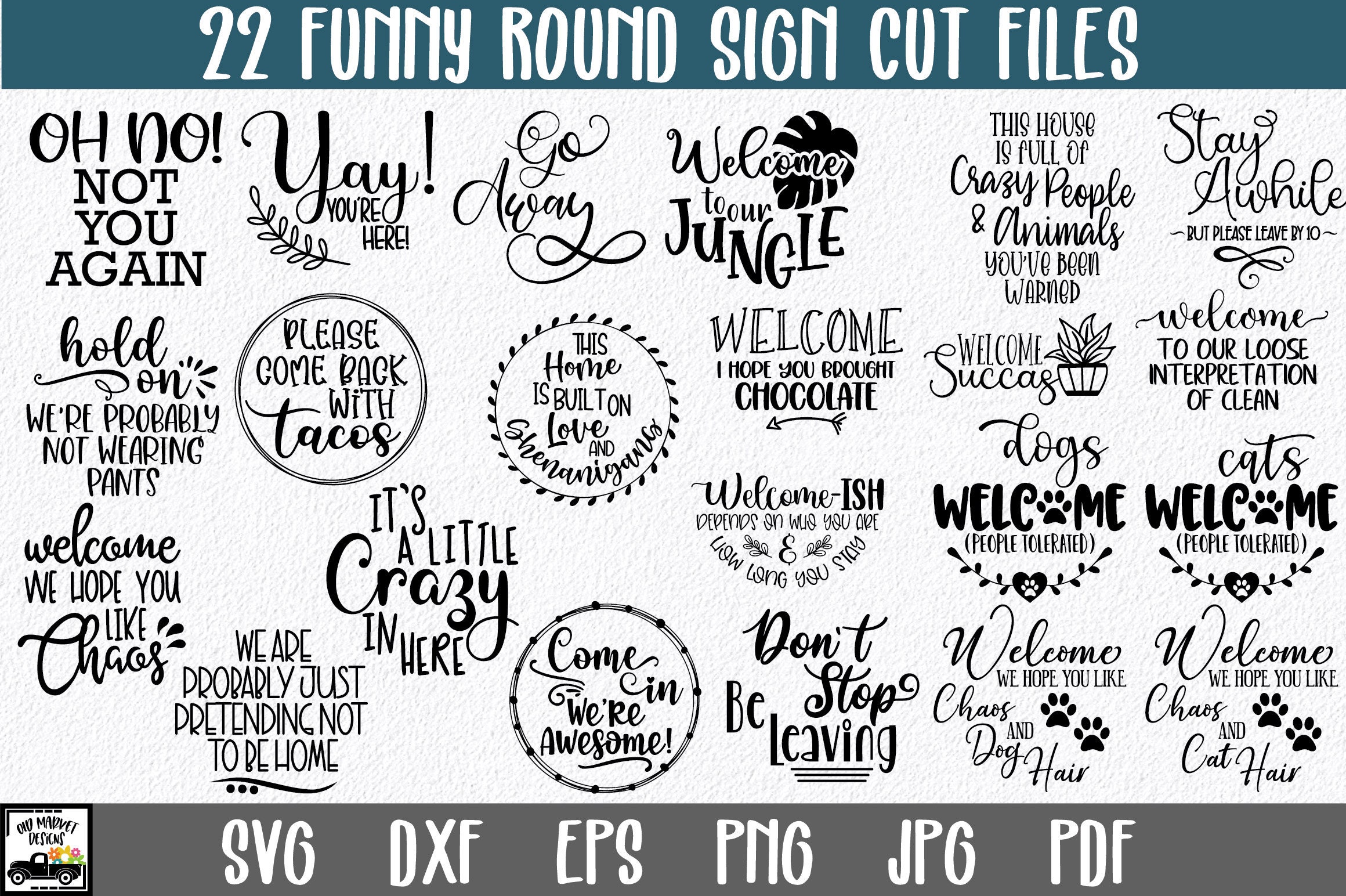 Funny Round Signs SVG Bundle Round SVG Files 22 Funny | Etsy