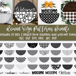 Door Hanger SVG Bundle - Round Sign Patterns - 60 SVG Designs - Round Welcome Signs - Farmhouse Door Hangers - Welcome Sign SVG