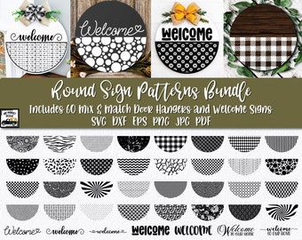 Door Hanger SVG Bundle - Round Sign Patterns - 60 SVG Designs - Round Welcome Signs - Farmhouse Door Hangers - Welcome Sign SVG