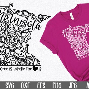 Minnesota Mandala SVG File - Home is Where the Heart Is State SVG Cut File - State Clip Art - Art Print - svg - png - dxf - eps - jpg