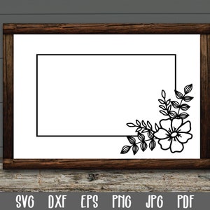 Rectangle Floral Frame SVG - Flower Monogram Frame - Wedding Monogram SVG - Rectangle Flower Frame - Floral Frame Cut File - Clip Art