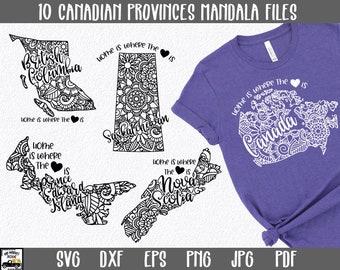 14 Canadian Provinces Mandala SVG Bundle - Canada SVG File - Home is Where The Heart Is Mandala Clip Art - Canada Mandala SVG Bundle