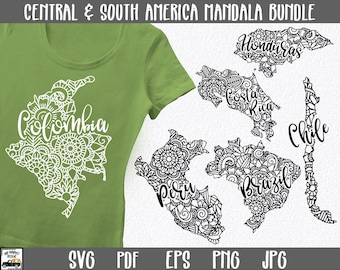 Central and South America Countries Mandala SVG Bundle - 19 Country Files - Clipart - South America SVG - Central America SVG