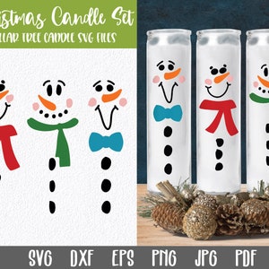 Schneemann Weihnachtskerzen-Set SVG - Dollarbaum-Kerzendatei - Weihnachtskerzendesign - Weihnachtskerze - Weihnachtskerzen