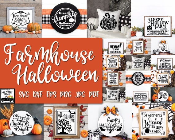 Farmhouse Halloween SVG Cut File Bundle 20 Halloween Images - Etsy