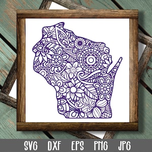 Wisconsin SVG File - Wisconsin State Mandala SVG File - Wisconsin Mandala SVG File - Mandala State Svg - State Clip Art - Art Print