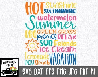 Summer Subway Art SVG Cut file - Summer SVG - Summer Clip Art - Printable Art Print - Cutting Files - svg - eps - dxf - png - jpg - pdf