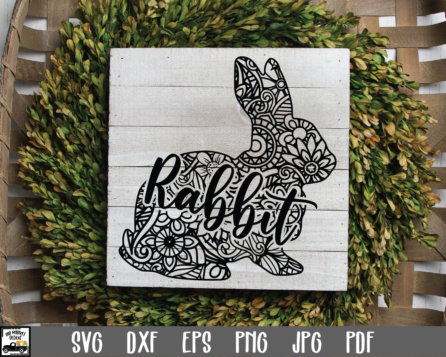 Rabbit SVG File - Rabbit Mandala SVG Cut File - Clip Art - Printable Art Print - Cutting Files - Rabbit Cut File - Mandala Rabbit File