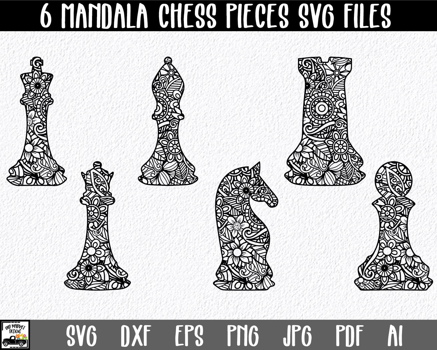 Chess piece svg set, silhouette bundle, PNG clip art, 22 Digital files By  DigitalPrintableMe