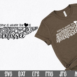 Tennessee Mandala SVG-bestand - Home is Where the Heart Is staat staat gesneden SVG-bestand - staat illustraties - Art Print - svg - png - dxf - eps - jpg