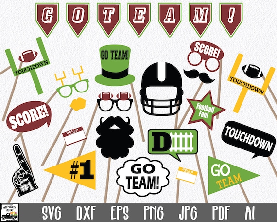 Football Photo Booth Props SVG Files Printable and Cuttable | Etsy