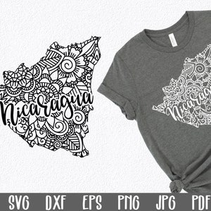 Nicaragua SVG File  - Nicaragua Mandala SVG Cut File - Mandala Clip Art - Art Print - Mandala Nicaragua SVG File - Sublimation File