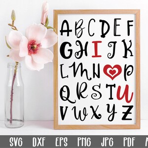 Valentine SVG Cut file - ABC I Love You SVG File - Clip Art - Printable Art Print - Cutting Files - Valentine Sublimation File