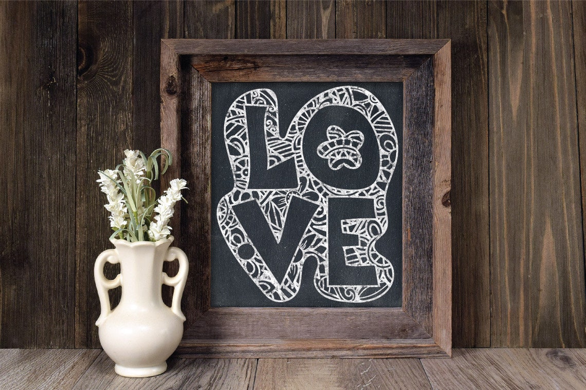 Love Mandala SVG Cut File Love Zentangle SVG Printable Art ...
