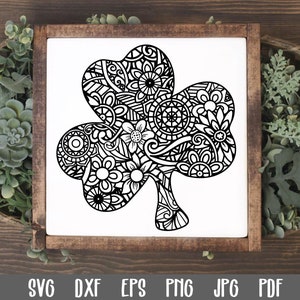 Shamrock-Mandala SVG-bestand - Mandala Shamrock SVG-bestand knippen - Illustraties - St. Patrick's Day SVG - Cutting-bestanden - Shamrock Cut-bestand