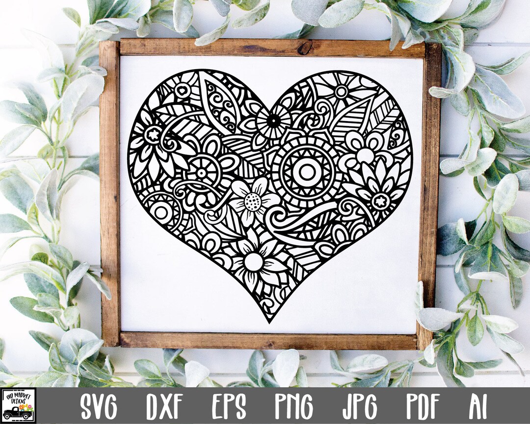 Heart Mandala SVG File - Mandala Heart SVG Cut File - Clip Art ...