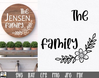 Family Name SVG File - Family Monogram Sign SVG File - Round Sign SVG - Clip Art - Cutting Files - Farmhouse Round Wood Sign Design