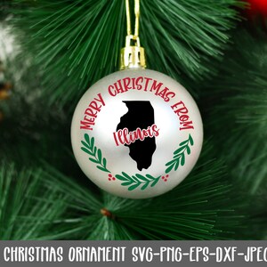 SVG-bestand kerstornament Illinois - SVG-bestand kerstornament - SVG-bestand kerst - staat kerstornament - sublimatie