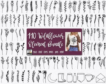 May include: A set of 110 black and white wildflower illustrations. The illustrations are in a variety of styles, including simple line drawings and more detailed designs. The illustrations are perfect for use in digital and physical projects, such as scrapbooking, card making, and invitations.