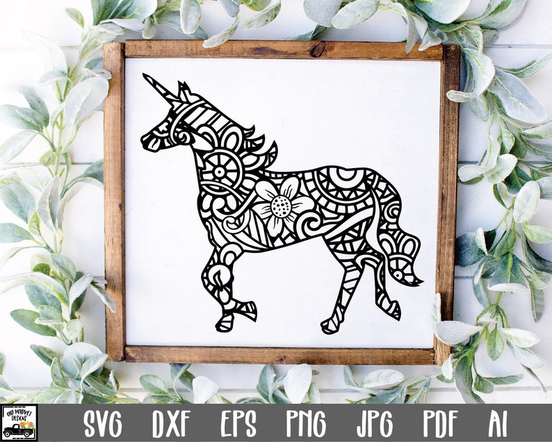 Download Standing Unicorn Mandala SVG File Mandala Unicorn SVG Cut ...