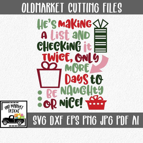 Download Free Christmas Countdown Svg Cut File Naughty Or Nice Svg Etsy SVG DXF Cut File