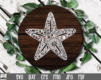 Starfish Mandala SVG File - Mandala Starfish SVG Cut File - Clip Art - Printable Art Print - Cutting Files - Seashell Cut File