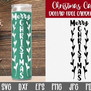 Merry Christmas Candle SVG - Dollar Tree Candle File - Christmas Candle Design - Christmas Candle - Christmas Pillar Glass Candles