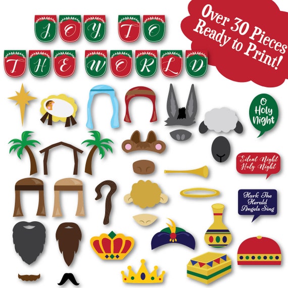 Christmas Nativity Photo Booth Props And Decorations Svg Cut Etsy