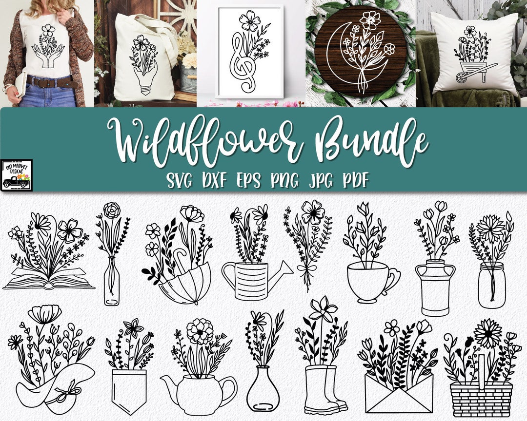 Wildflower SVG Bundle - Flower SVG Bundle - 20 Flower SVG Files - Clip ...