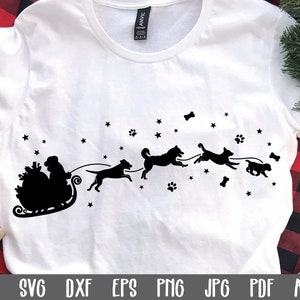 Kerst hondenslee SVG-bestand - kerst SVG-bestand - kerstman en honden SVG-bestand - kerst ornament Svg - kerst gesneden bestand - sublimatie