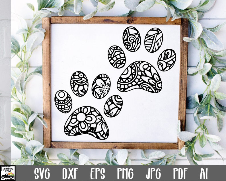 Download Paw Prints Mandala SVG Cut File Paw Prints Zentangle SVG | Etsy