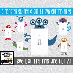Monster Light Switch and Outlet SVG Cut File Bundle - Wall Decorations - Clip Art - Vinyl Design - SVG - Eps -Png -Dxf - Jpg - Pdf - Ai