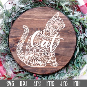 Cat SVG File - Cat Mandala SVG Cut File - Clip Art - Printable Art Print - Cutting Files - Cat Cut File - Mandala Cat File