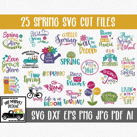 Spring Svg Logo Spring SVG Bundle 25 Spring SVG Cut Files Clip Art | Etsy