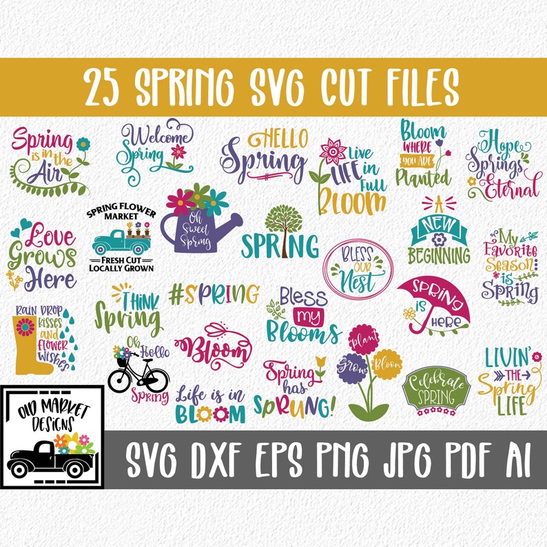 Download Spring Svg Bundle 25 Spring Svg Cut Files Clip Art Etsy
