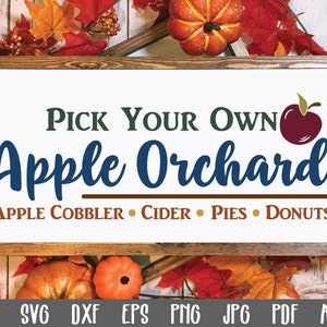 Apple Orchard SVG Cut File - Fall Farmhouse SVG - Autumn Clip Art - Printable Art Print - Cutting Files - svg - eps - dxf - png - jpeg