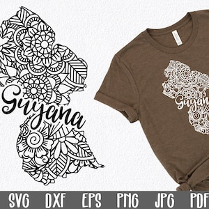 Guyana SVG File  - Guyana Mandala SVG Cut File - Mandala Clip Art - Art Print - Mandala Guyana  SVG File - Sublimation File