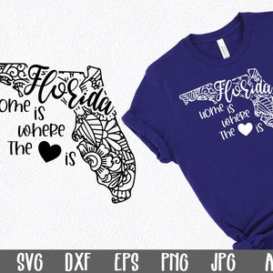Fichier SVG Mandala de la Floride - la maison est là où se trouve le coeur fichier de coupe SVG - État Clip Art - impression d'Art - svg - png - dxf - eps - jpg