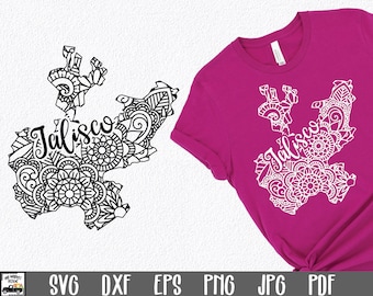 Archivo SVG de Jalisco - Diseño de mandala de Jalisco, México - Imágenes prediseñadas de mandala - Impresión artística - Archivo SVG de mandala de México - Archivo de sublimación