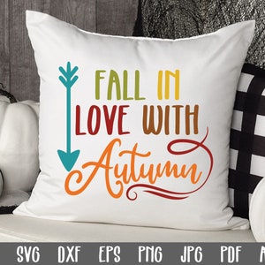 Fall in Love with Autumn SVG Cut file - Fall SVG - Autumn Clip Art - Printable Art Print - Cutting Files - svg - eps - dxf - png - jpeg