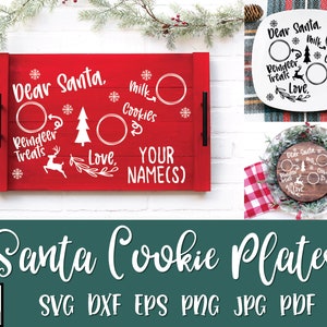 Santa Cookie Plates SVG - Christmas SVG Bundle - Dear Santa Cookie Tray - Cookies for Santa SVG - Cookies and Milk Svg - Treats for Santa