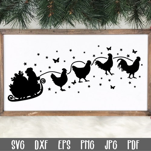 Christmas Chicken Sleigh SVG File Christmas SVG File Santa Etsy