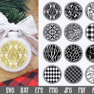 Christmas Ornament Bundle - Fancy Christmas Ornaments SVG File - 12 Round Christmas Ornament SVG - Clip Art - Sublimation - Cut File