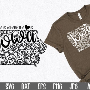 Iowa Mandala SVG File - Home is Where the Heart Is State SVG Cut File - State Clip Art - Art Print - svg - png - dxf - eps - jpg