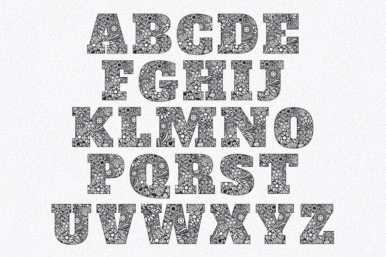 Download Mandala Alphabet SVG Cut File Bundle Zentangle Letters | Etsy