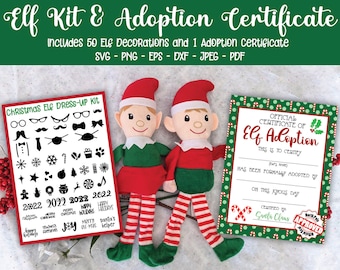 Elf Toy Kit - Elf Dress Up Kit and Adoption Certificate - Christmas Cut Files - Christmas Elf SVG - Updated for 2023