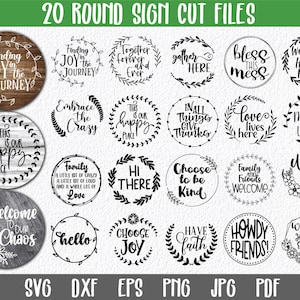 Rundschild-Bundle - Runde Schild SVG-Dateien - 20 Bauernhaus SVG-Dateien - Runde Holzschilder - Schneidedateien - Bauernhaus Designs