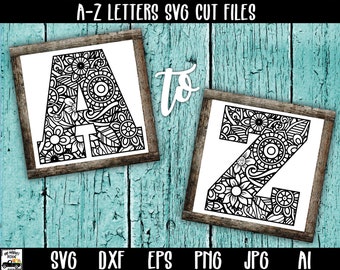 Mandala Alphabet SVG Cut File Bundle - Zentangle Letters - Mandala Monogram Letters - Clip Art - Printable Art Print - Cutting Files