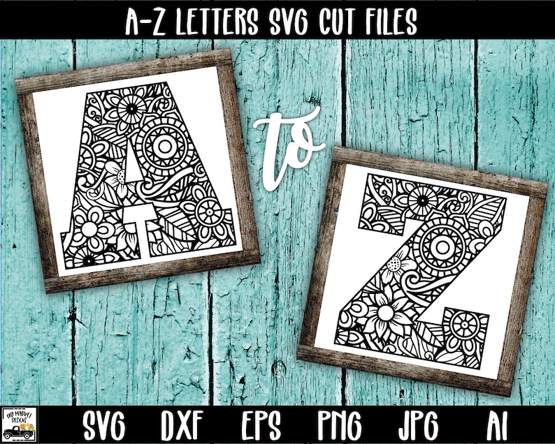 Mandala Alphabet SVG Cut File Bundle Zentangle Letters - Etsy